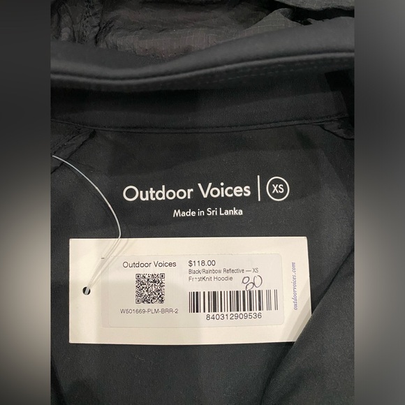 NWT Outdoor Voices black Frostknit hoodie, zipper pockets. Multiple sizes - Picture 3 of 8